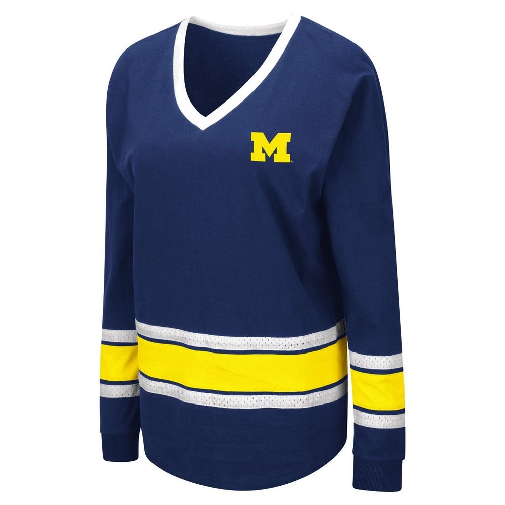 Colosseum Women's Michigan Wolverines Alrighty Long Sleeve Top Blue Small